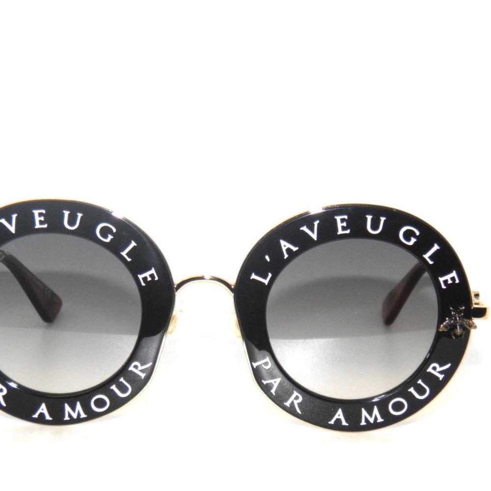 GUCCI GG0113S BLACK-GOLD-GREY 001 SunglaSSeS new! - Picture 3 of 7